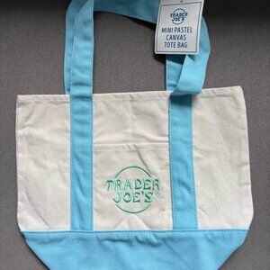 2025 Limited Edition Trader Joe's Mini Canvas Tote Bag - Pastel Blue